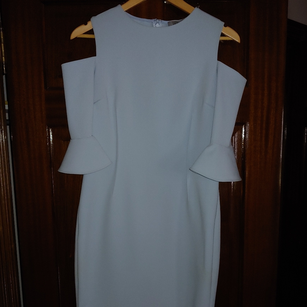 Rickie Freeman for Teri Jon Off-Shoulder Baby Blue Dress